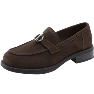 奥康 女鞋2026春季新款乐福鞋真皮牛反绒简约时尚通勤单鞋平底