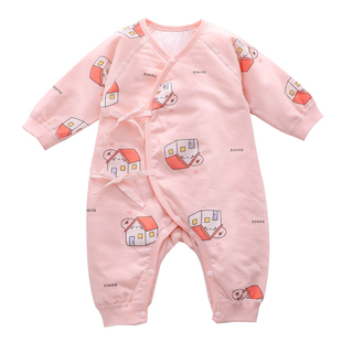 婴儿冬装11月份夹棉衣服初生秋冬季新生a类冬天59码和尚连体棉衣