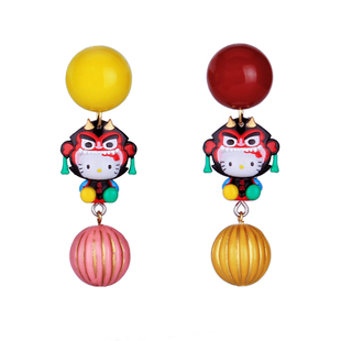 地域限定版虎头帽hellokitty耳环西迟原创设计师耳坠时尚趣味耳夹