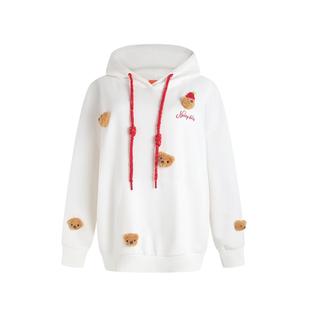 NOISY TEDDY26年春季新款时尚立体熊头女士连帽套头长袖卫衣百搭