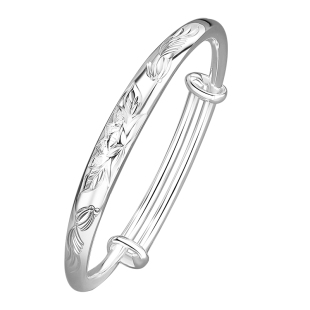 莲花银手镯妈妈款9999纯银鱼镯子女士生日礼物送未来婆婆的见面礼