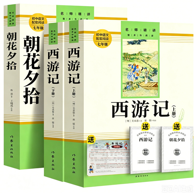【官方正版】朝花夕拾鲁迅原著正版和西游记七年级必读书上册阅读课外书推荐完整版无删减初一配套人教版课本初中生语文阅读书