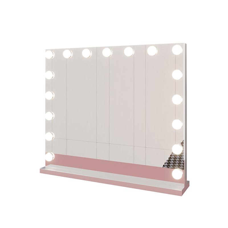 专业定制化妆镜子带灯泡梳妆台式桌面led大可直播美容院美妆影楼