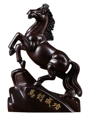 十二生肖黄花梨招财办公室木雕马