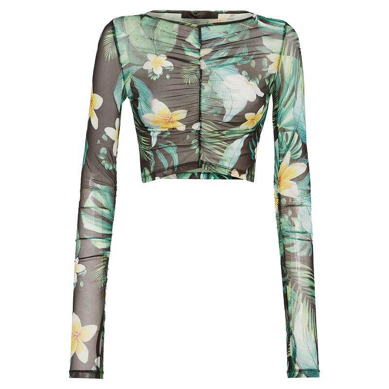 PHILIPP PLEIN 女士Hawaii系列时尚短款皱褶长袖T恤