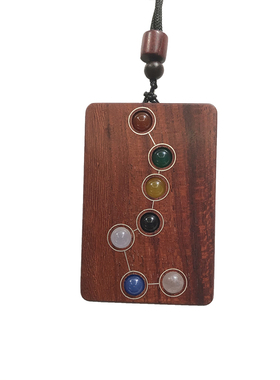 紫檀木镶嵌纯银七星牌项坠46牌