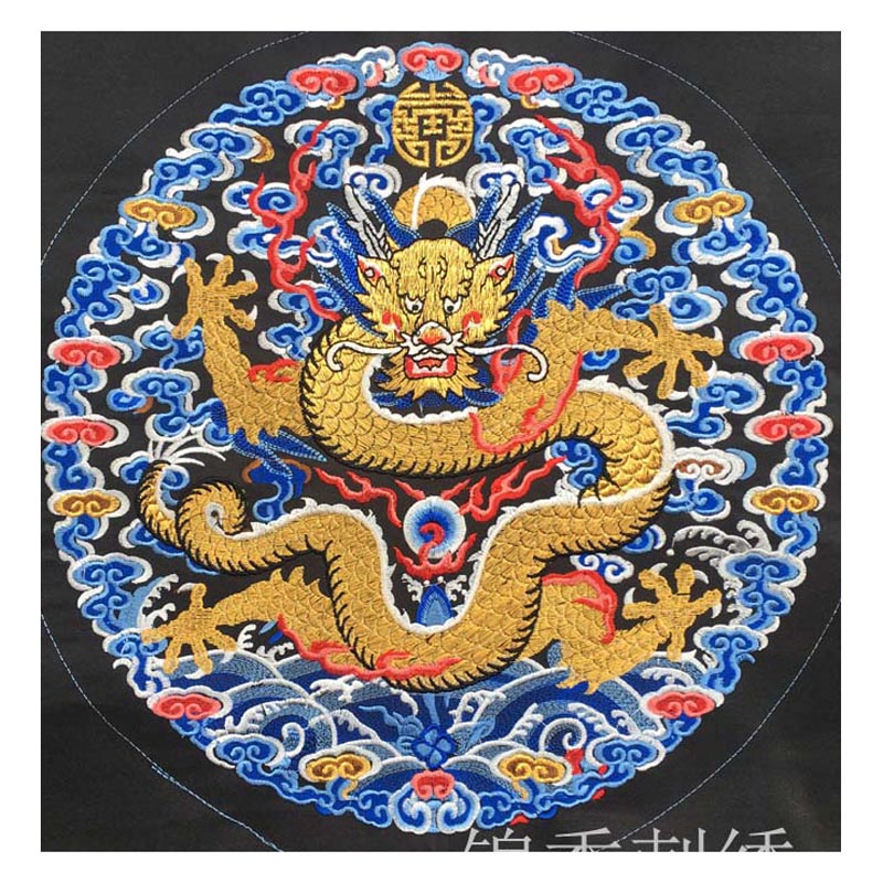 清朝官服龙袍男装一品文官团龙刺绣绣片补子