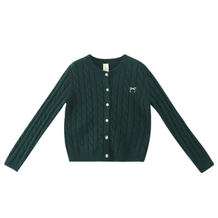 艾上朵女童针织开衫2025秋装新款初中生韩版毛衣外套修身短款上衣