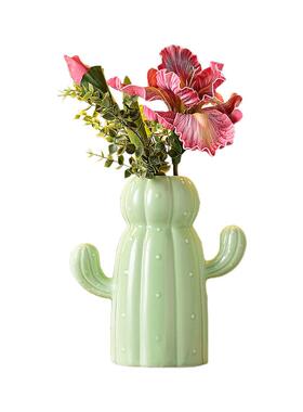 轻奢ins风仙人掌花瓶装饰摆件