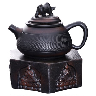 原矿紫陶茶壶牛转乾坤跳刀石瓢壶高端家用茶具旋转盖扭大容量茶壶