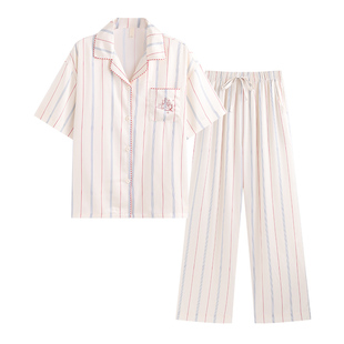 侘町2025年新款丘比特之箭冰丝短袖睡衣三件套女夏卡通家居服套装