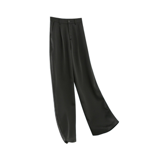 醋酸缎面西装阔腿裤女新款高腰垂感显瘦直筒裤气质百搭休闲长款