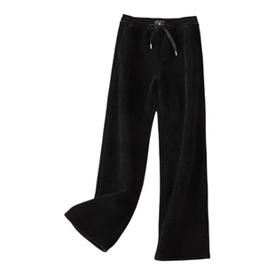 710克 零下穿一件过冬加厚绒雪尼尔直筒裤女高腰显瘦休闲长裤B603