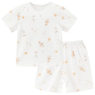 木生棉宝宝夏季薄款套装婴儿短袖短裤居家服纯棉透气分体两件套装