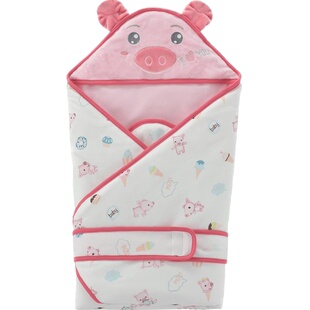 艾娜骑士新生婴儿抱被抱毯夹棉包被襁褓包巾卡通猪宝宝春秋可脱胆