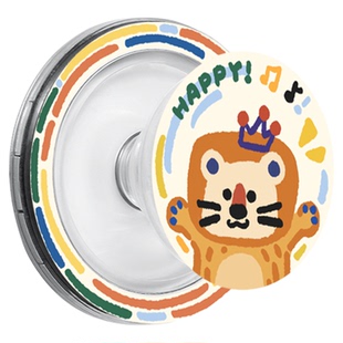 原创磁吸气囊手机支架伸缩狮子折叠便携背贴指环旋转新年马上有钱