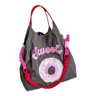 日本ball chain环保购物袋高圆圆同款旅行袋刺绣包尼龙帆布斜挎女