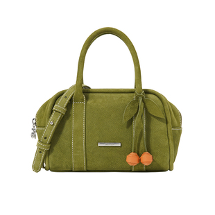 ANGELSKY吐司包手提保龄球包波士顿包女斜挎小方包荔枝纹秋天新款