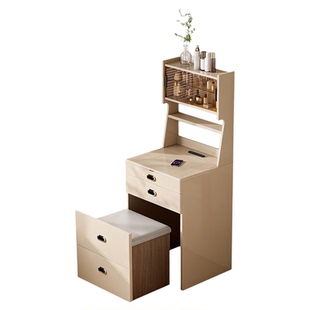 鹿匠智能梳妆台隐藏式保险箱家用小型2026新款充电WIFI指纹人脸识别60cm宽化妆桌床头柜一体式隐形保险柜