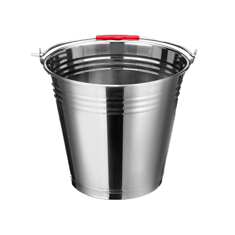 不锈钢水桶手提式大容量家用储水带盖圆桶食堂油桶加厚铁桶提水桶