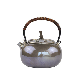 纯银时代真锅静良紫皮泡茶壶足银999纯手工一张打食品级日式260ml