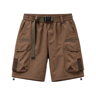 it：izzue高端抽绳冰丝休闲短裤男款夏2026新款能风工装五分裤子