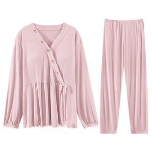 送发带-莫代尔月子服夏薄款哺乳睡衣产后喂奶专用春秋孕妇家居服