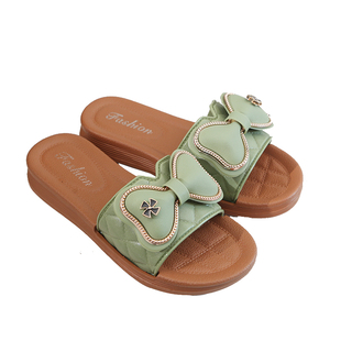 松糕厚底拖鞋女夏时尚百搭蝴蝶结一字拖平底孕妇凉拖凉鞋2026新款