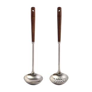 蓝莲花家居304不锈钢火锅勺家用长柄盛汤勺子加长漏勺隔油勺大号