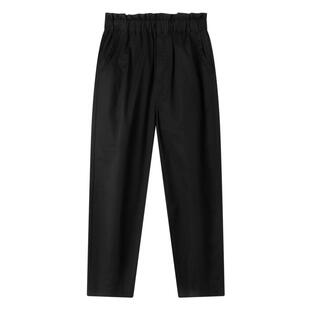 安奈儿童装女童裤子秋装休闲萝卜裤弹力黑色束脚刺绣长裤