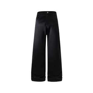 加绒微喇牛仔裤男款秋冬修身黑色vibe美式裤子青少年牛仔修身长裤