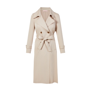 朗姿集团LIME莱茵翻驳领收腰风衣25春浅米色法式优雅长外套