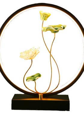 花狐狸国风荷花装饰台灯摆件