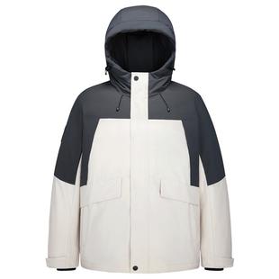 骆驼男装工装羽绒服男冬季2025情侣连帽防泼水黑色面包服外套