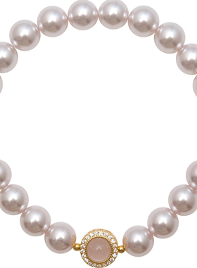 方糖家曼塔玫瑰色珍珠纯银手串