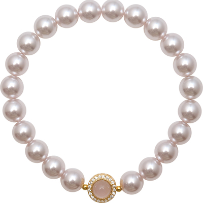 方糖家曼塔玫瑰色珍珠纯银手串