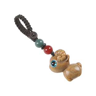 绿檀木可爱小绵羊汽车钥匙扣挂件男女创意手机链挂饰情侣平安吊坠