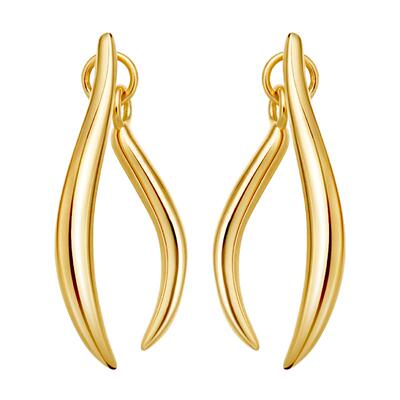 【门店同款】CIRCLE珠宝朱雀系列18K黄金羽毛耳钉流光素金耳环女