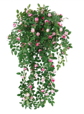 仿真玫瑰花藤仿生墙面遮挡壁挂墙上装饰绿植假花藤条墙壁挂花吊花