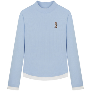 TeenieWeenie小熊女装长袖T恤2025冬季新款俏皮弹力拉绒竖纹上衣