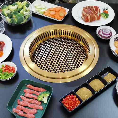 缘隆日式电烤炉圆形商用电烤肉炉电烤下排烟韩式烧烤炉烤肉设备
