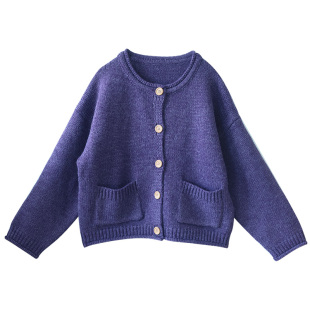 【岁月悠长】针织毛衣外套女2025早春新款宽松针织衫绿色开衫外搭