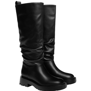 CHARLES&KEITH春季女靴CK1-90360408复古骑士靴堆堆靴平底长靴