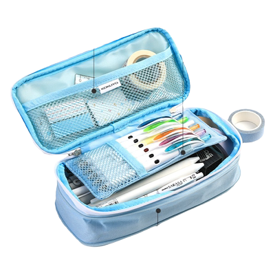 国誉男孩格子印象笔袋多层收纳盒