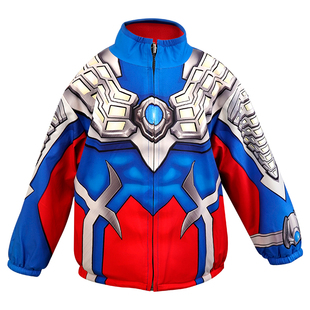 奥特曼双面两穿儿童外套冬装男童立领迪迦胜利队服上衣宝宝新衣服