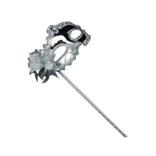 万圣节电镀公主侧花带棒手持面具成人假面舞会女士面具威尼斯面具