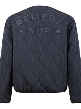 Remedy葫芦纹内层保暖无领棉服男女秋冬新款美式复古宽松休闲外套