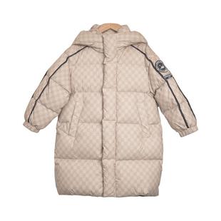 韦氏儿童男女中大童亲子保暖加厚长款冬季白鸭绒羽绒服