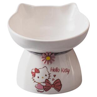 猫碗陶瓷猫咪饭碗食盆高脚大口径斜口碗保护颈椎防打翻宠物喝水碗