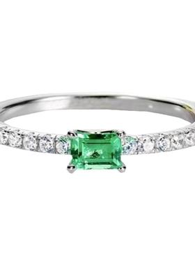 三色方钻绿钻轻奢百搭尾戒戒指